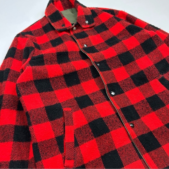 Vintage 1980s Reversible Military Army Plaid Jacket - Picture 5 of 6